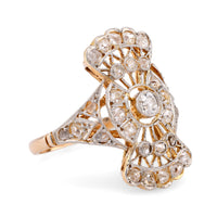 Antique Diamond 18K Yellow and White Gold Filigree Ring