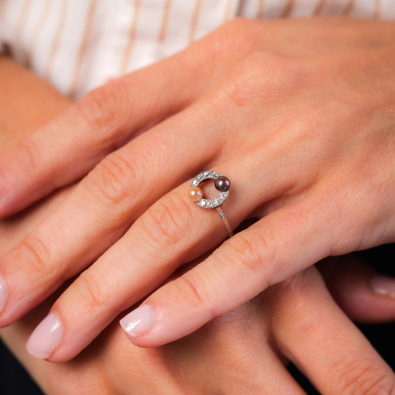 Edwardian Pearl Diamond Platinum Ring