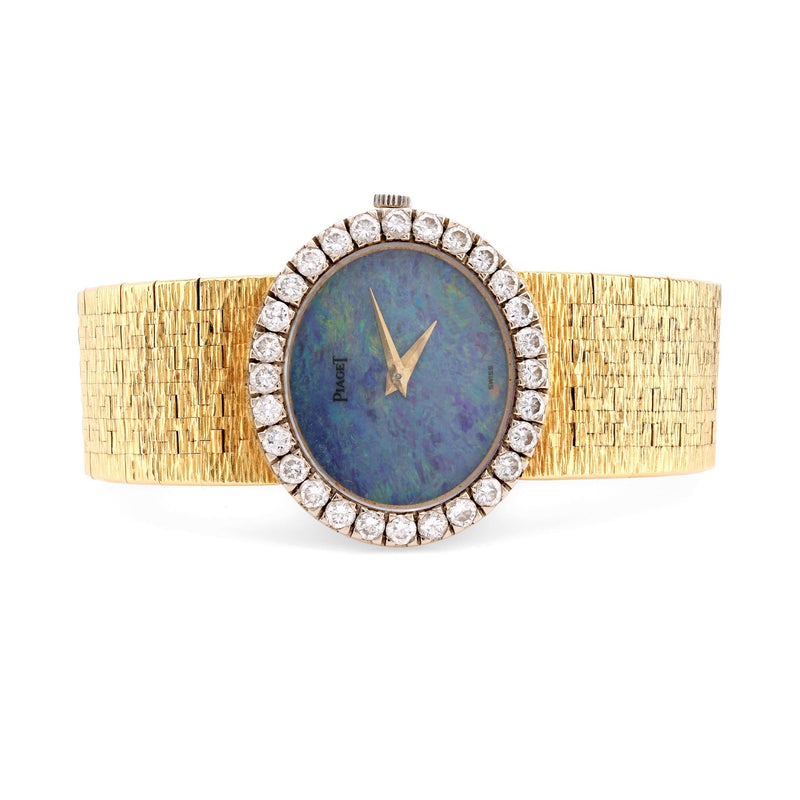 Piaget Diamond Black Opal Dial 18K Yellow Gold Depose Wristwatch