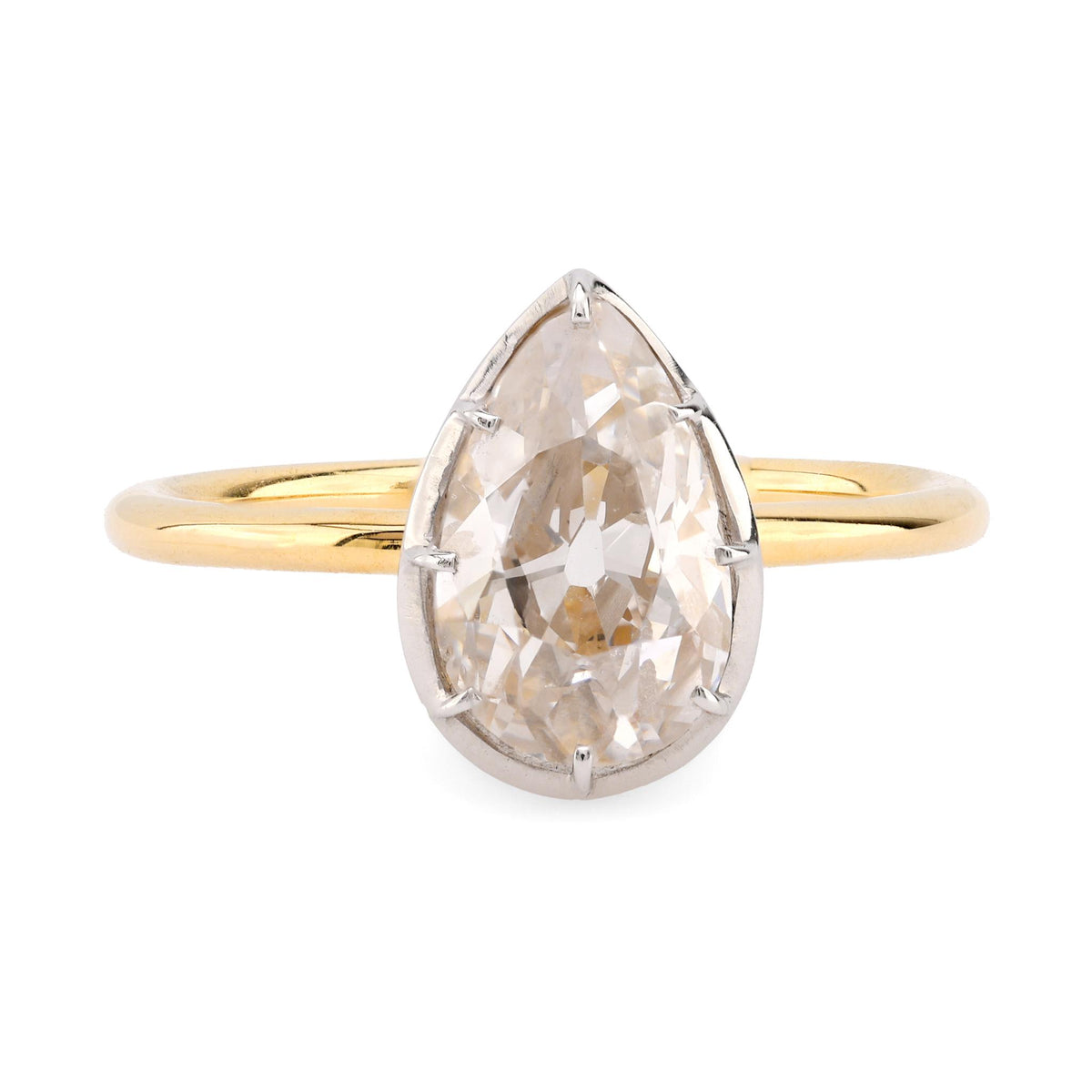 GIA 1.76 Carat Pear Shape Diamond 18K Yellow Gold Engagement Ring