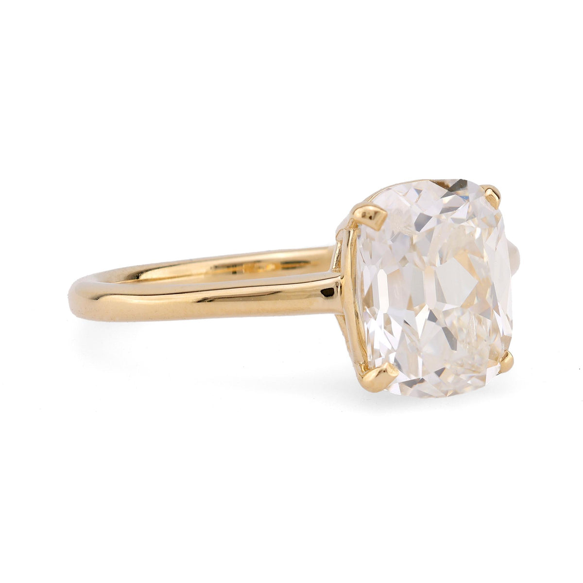 GIA 2.02 carat cushion cut diamond 14k yellow gold solitaire ring