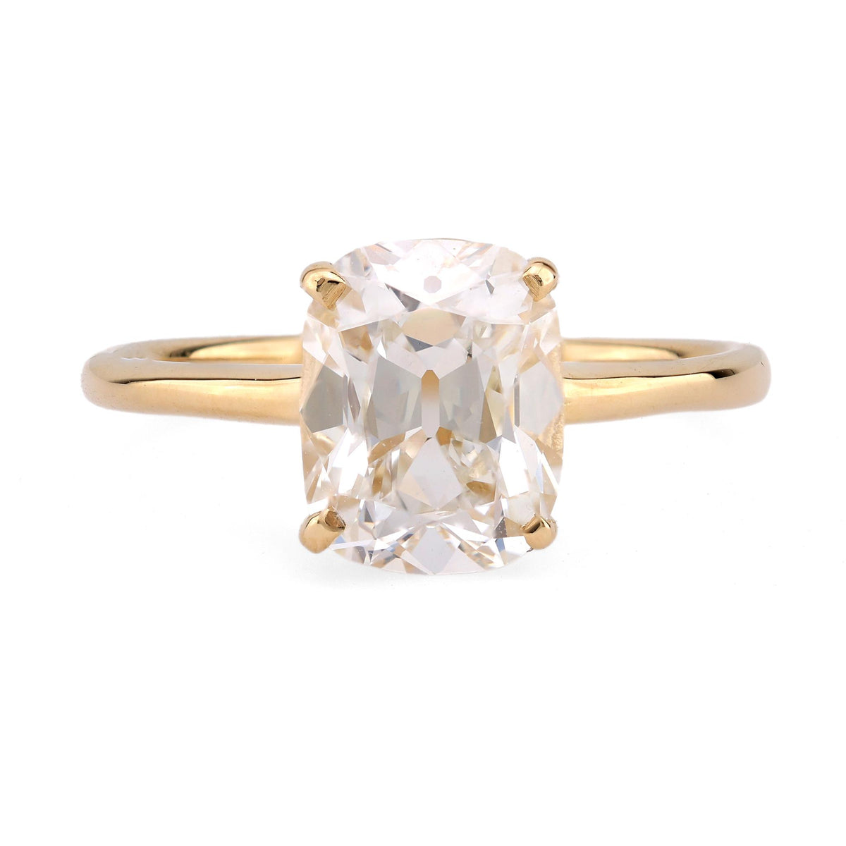 GIA 2.02 carat cushion cut diamond 14k yellow gold solitaire ring