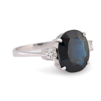 GIA 5.10 carat no heat sapphire diamond 14k white gold ring