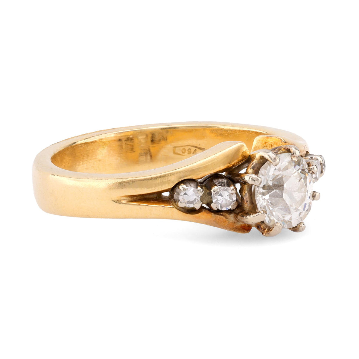 Antique Diamond 18K Yellow Gold Engagement Ring