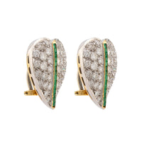 Exquisite Mid-Century 3.2 carat diamond emerald 18k gold earrings