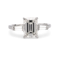 GIA 2.01 carat emerald cut diamond platinum engagement ring