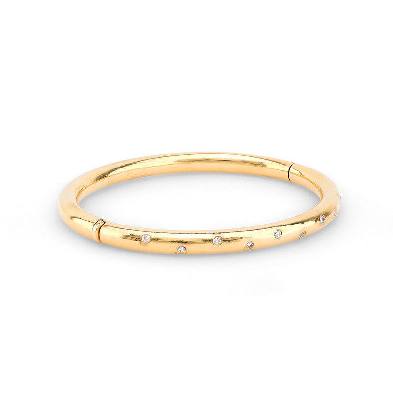 Fashionable vintage diamond 14k yellow gold bangle