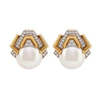 Iconic David Webb mabe pearl diamond 18k yellow gold earrings