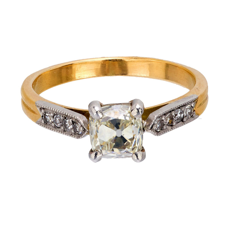 French old mine diamond 18k yellow gold engagement ring