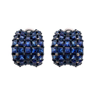 Luxurious contemporary 18 carat total weight sapphire 18K gold earrings