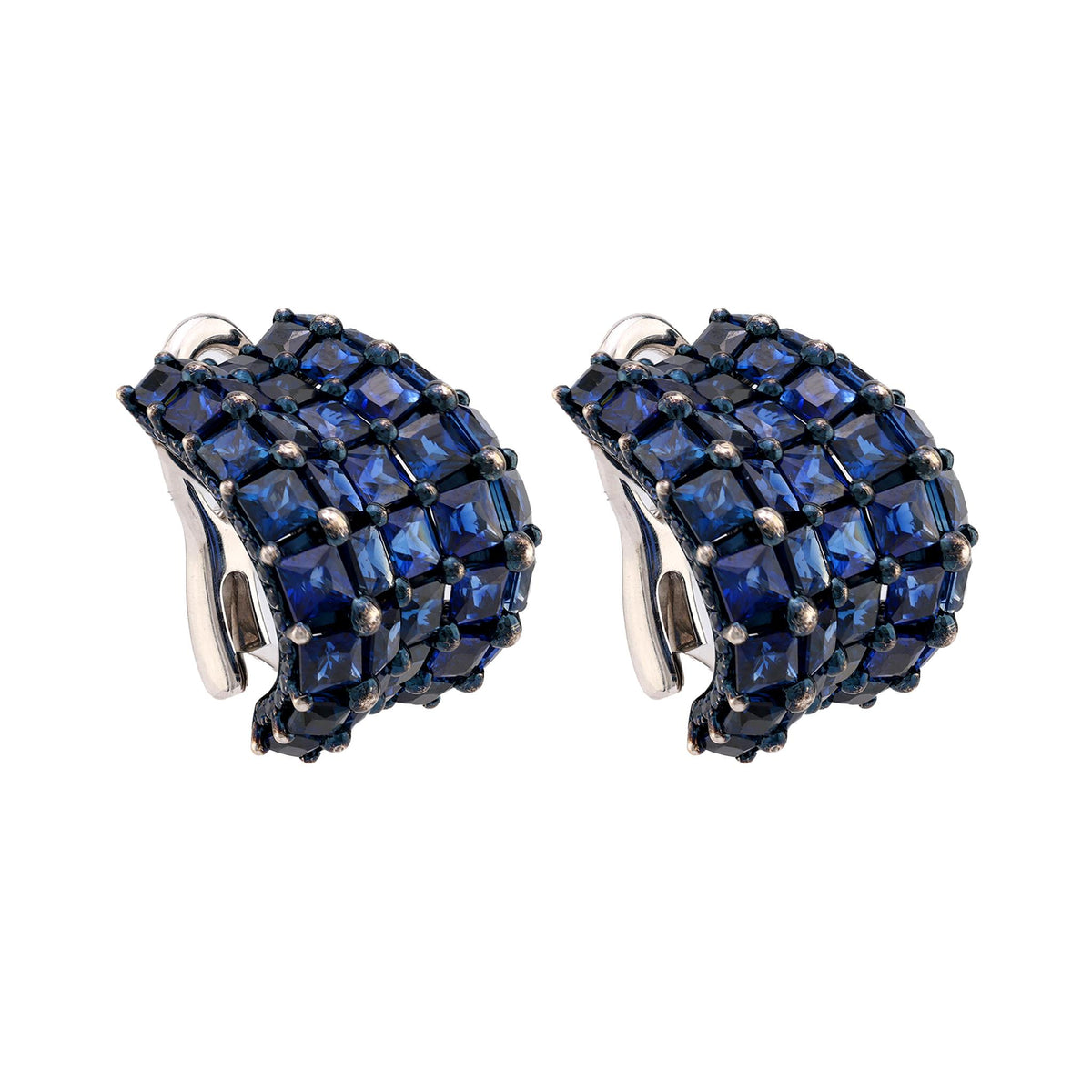 Luxurious contemporary 18 carat total weight sapphire 18K gold earrings