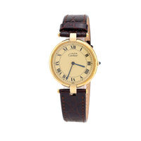 Cartier Paris Vendome gold plated silver leather wristwatch