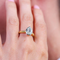 GIA 1.80 carat pear cut diamond 18k yellow gold solitaire engagement ring