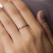 Mid Century baguette diamond platinum wedding band
