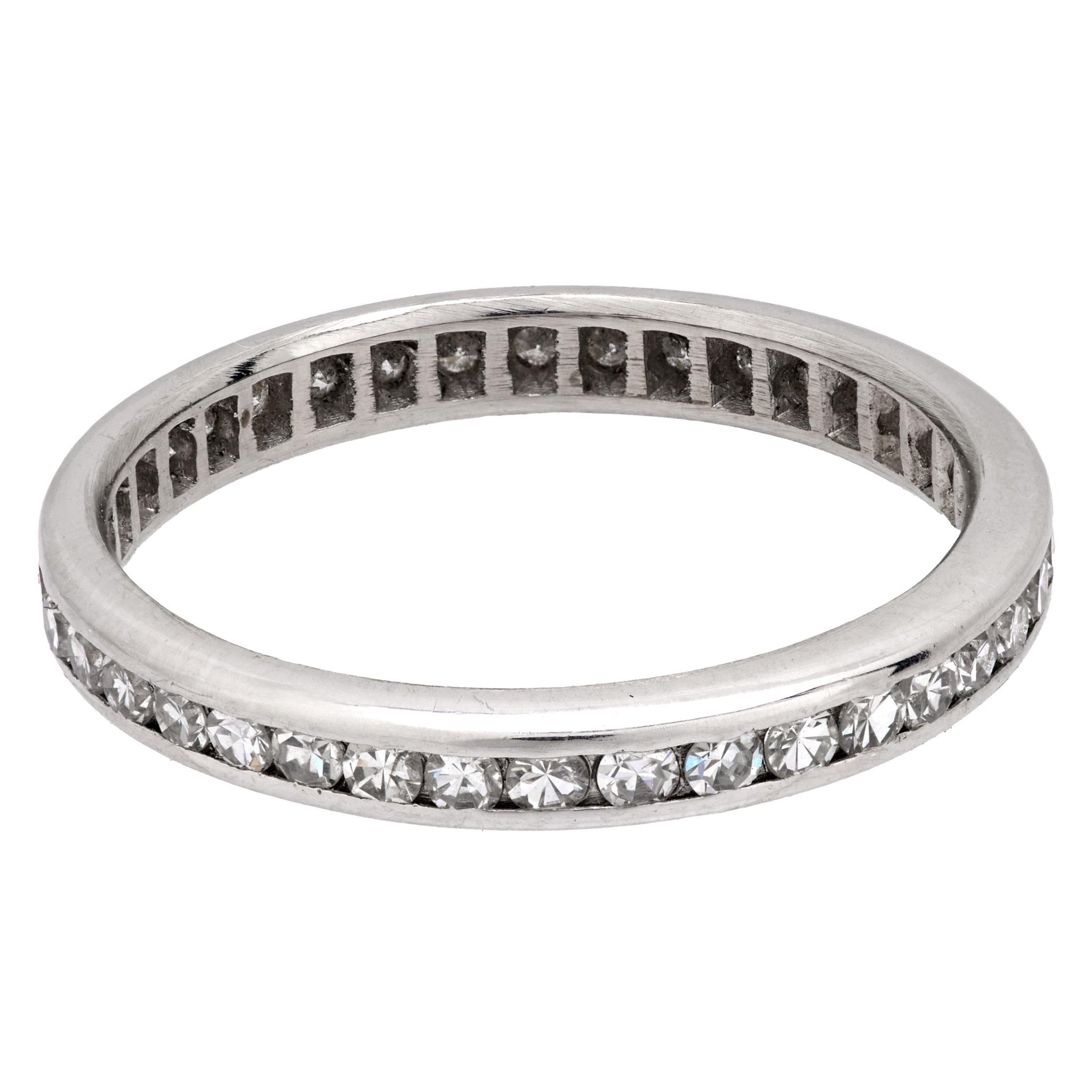 Mid Century diamond platinum eternity band