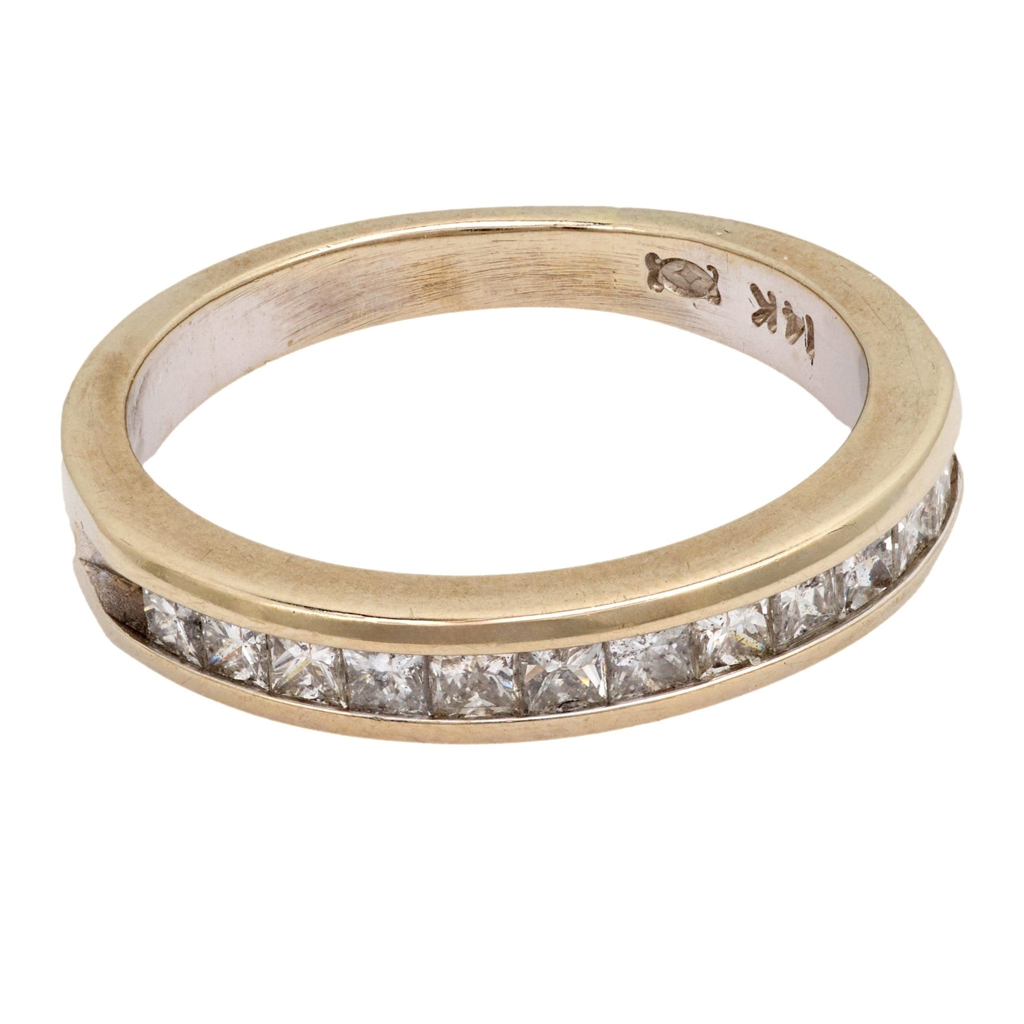 Vintage princess cut diamond 14k white gold band