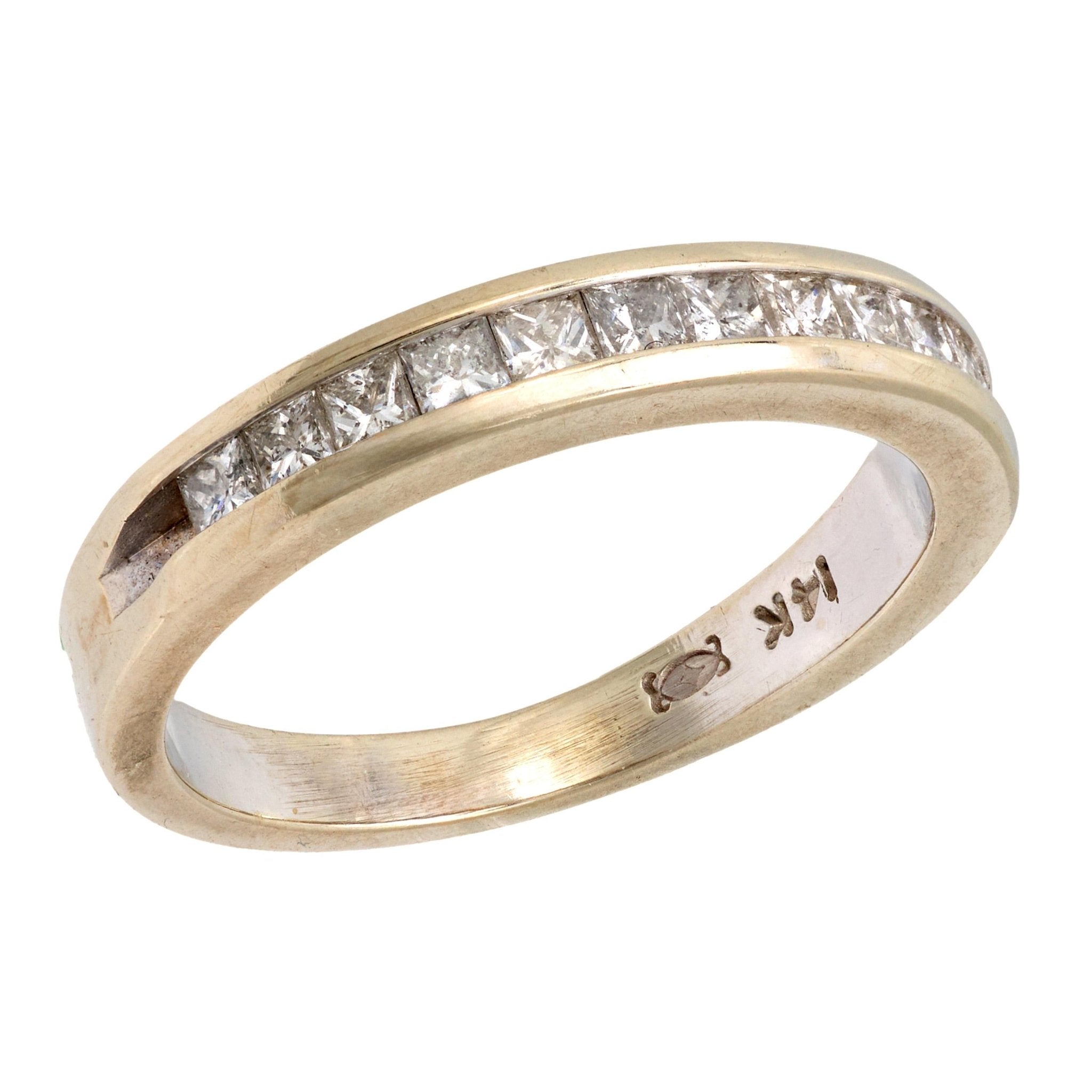 Vintage princess cut diamond 14k white gold band