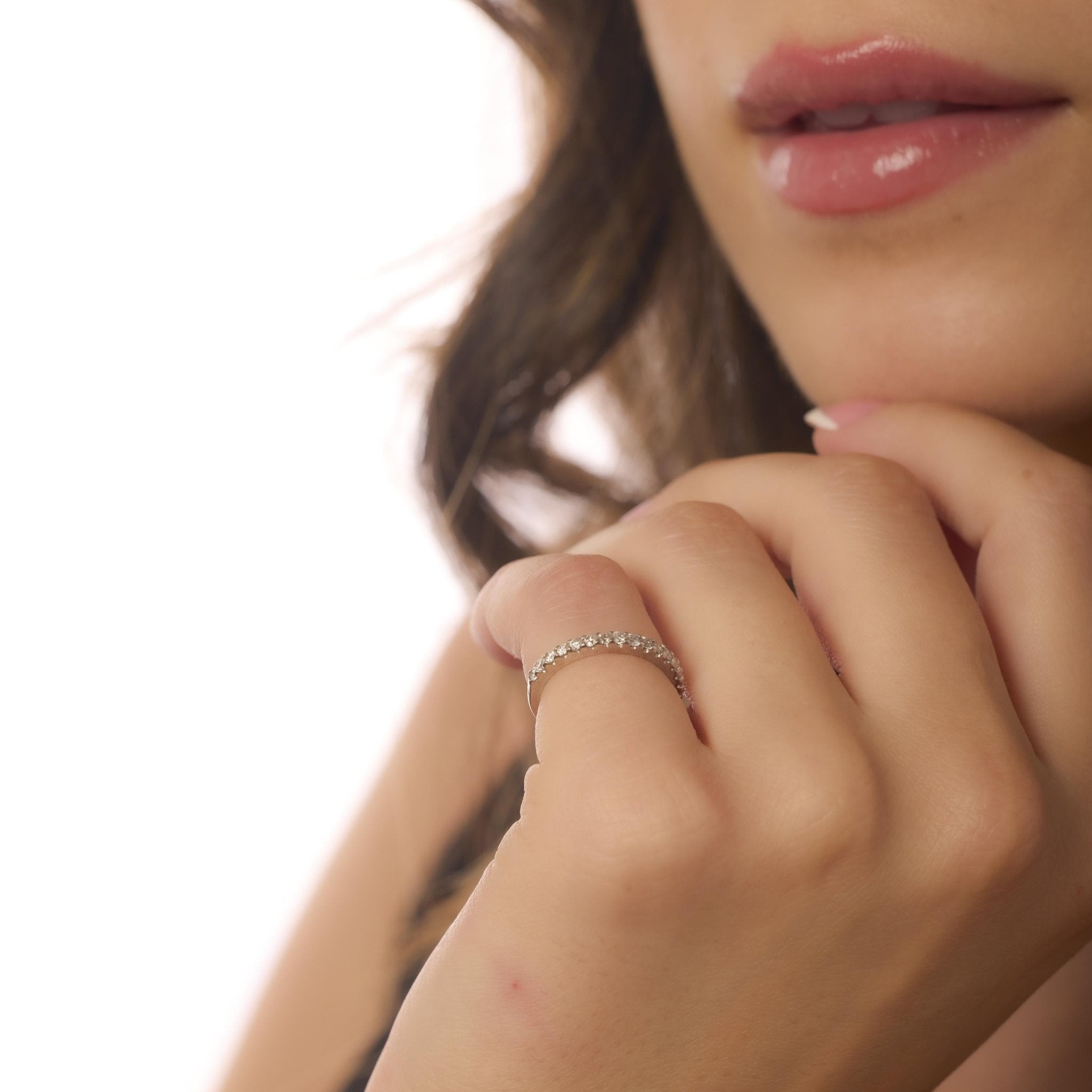 Vintage diamond 14k white gold half eternity band