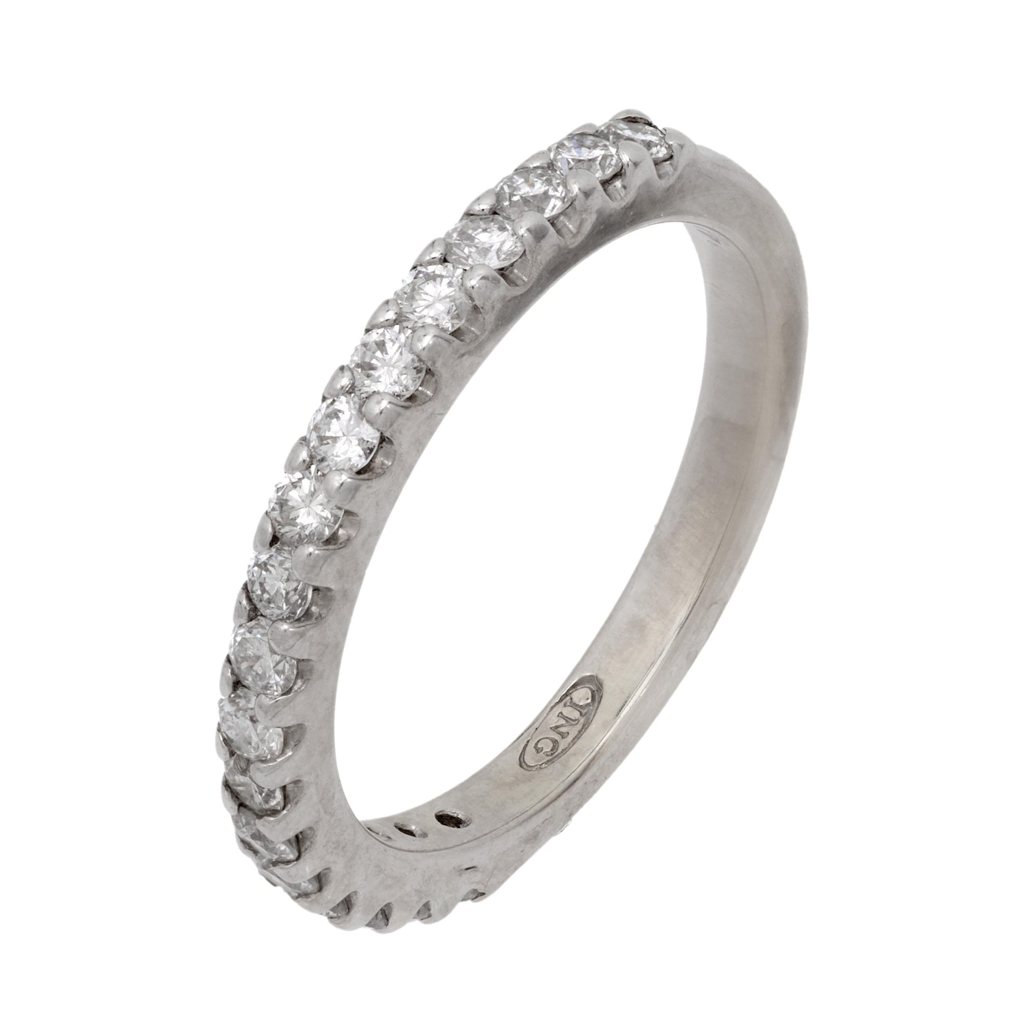 Vintage diamond 14k white gold half eternity band