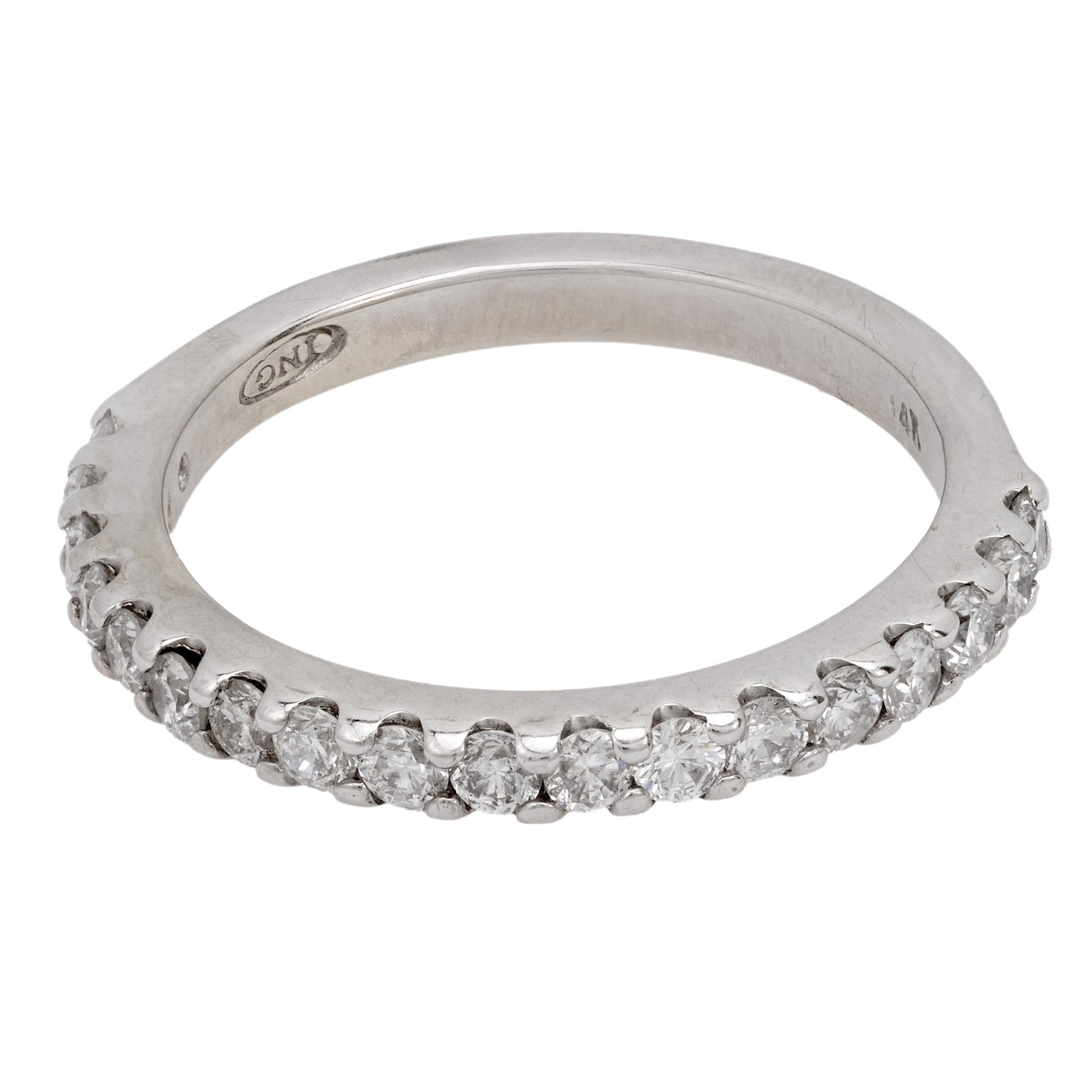 Vintage diamond 14k white gold half eternity band