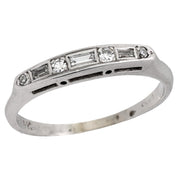 Mid Century diamond 14k white gold wedding band