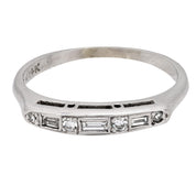 Mid Century diamond 14k white gold wedding band