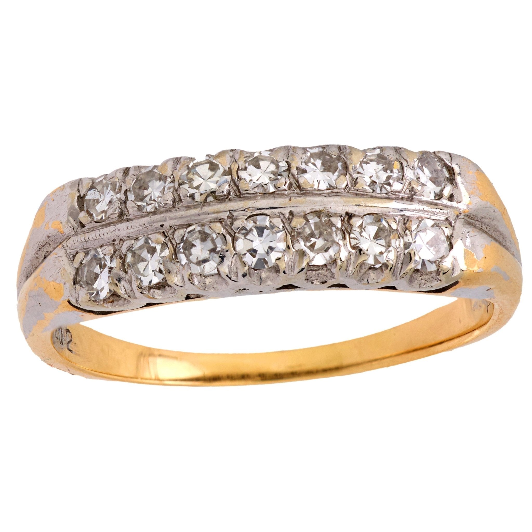 Edwardian diamond 14k yellow gold wedding band
