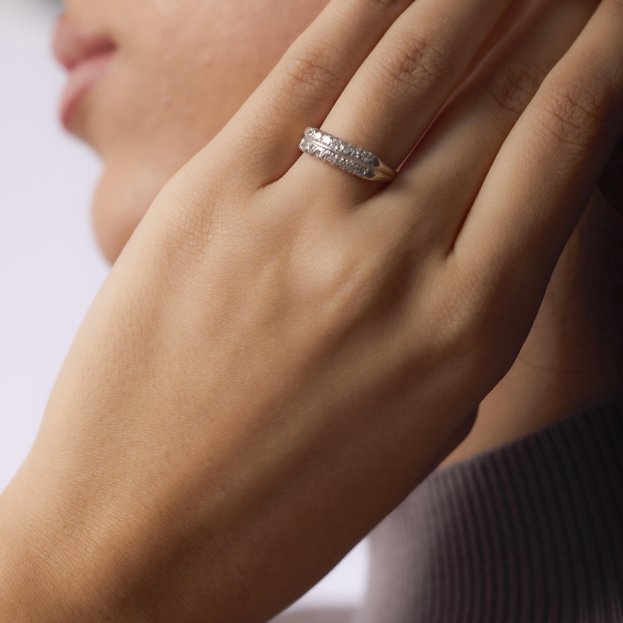 Edwardian diamond 14k yellow gold wedding band