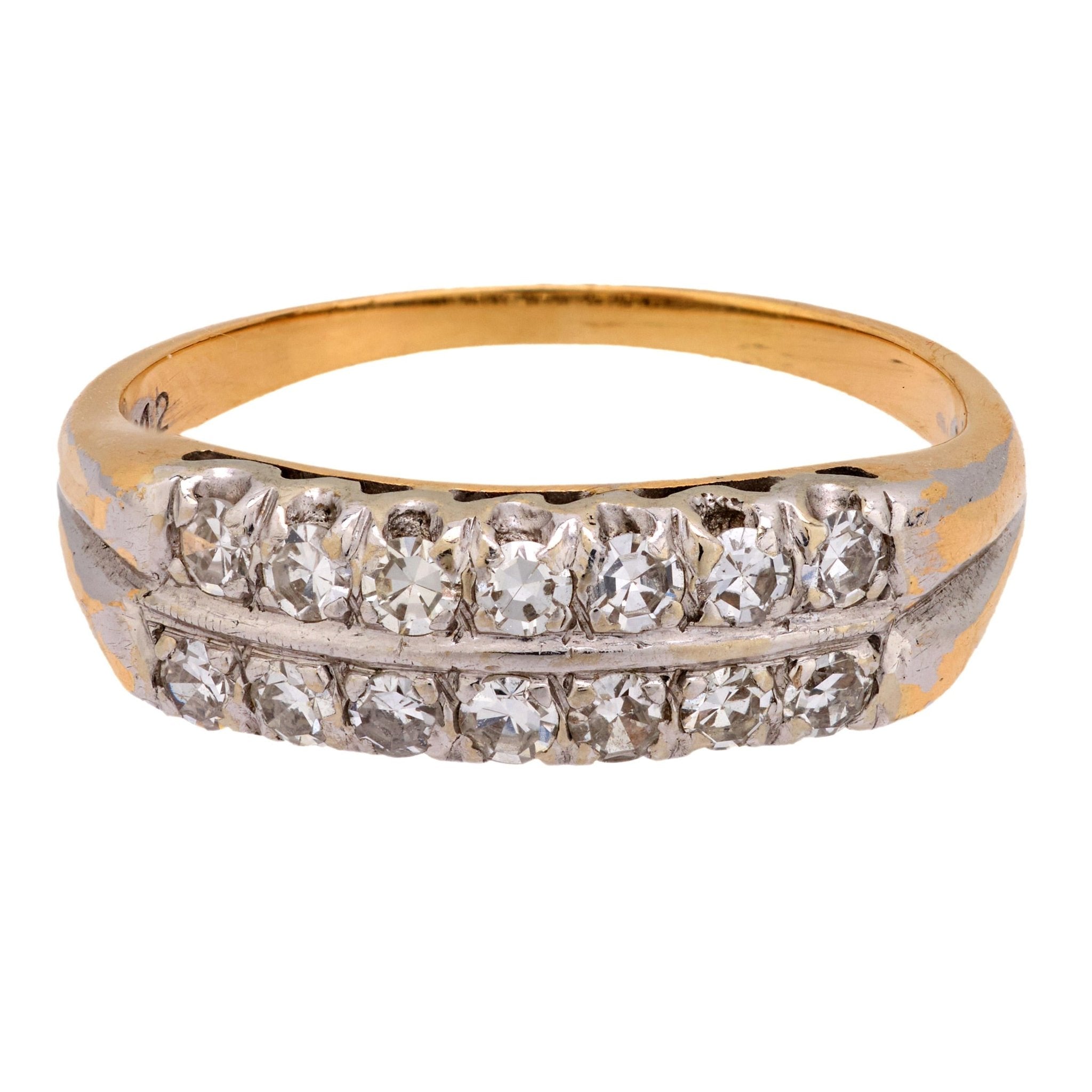 Edwardian diamond 14k yellow gold wedding band