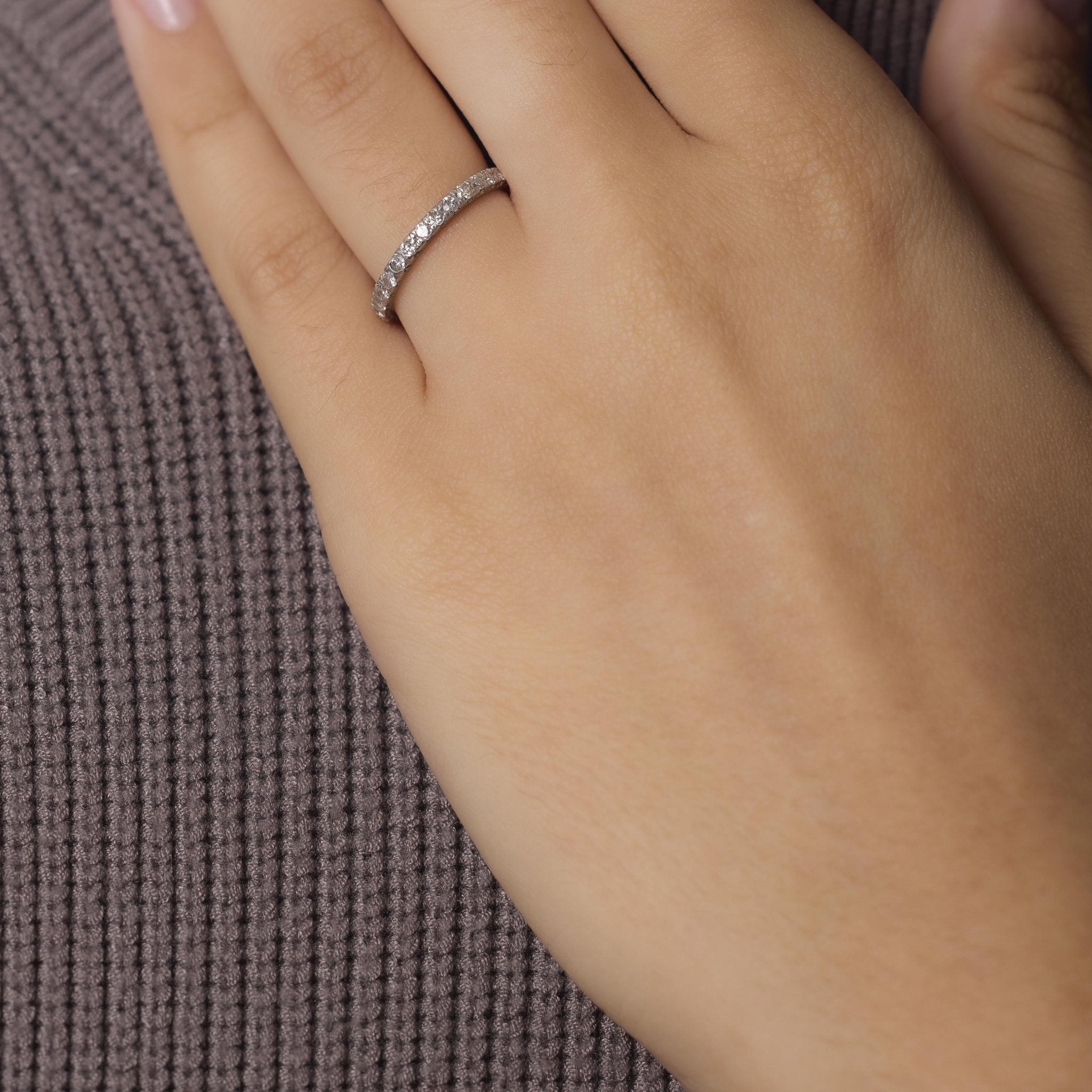 Mid Century diamond platinum eternity band