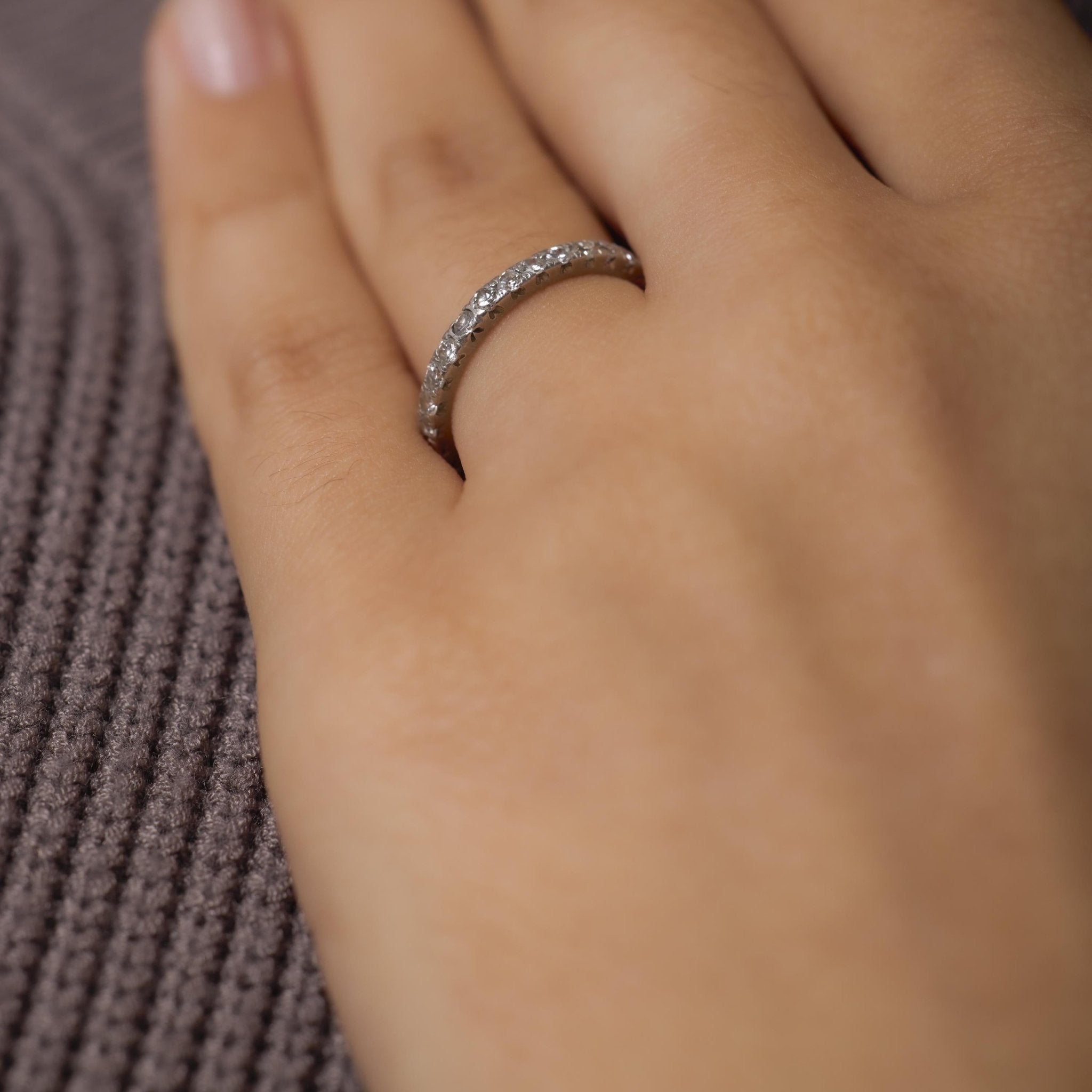 Mid Century diamond platinum eternity band