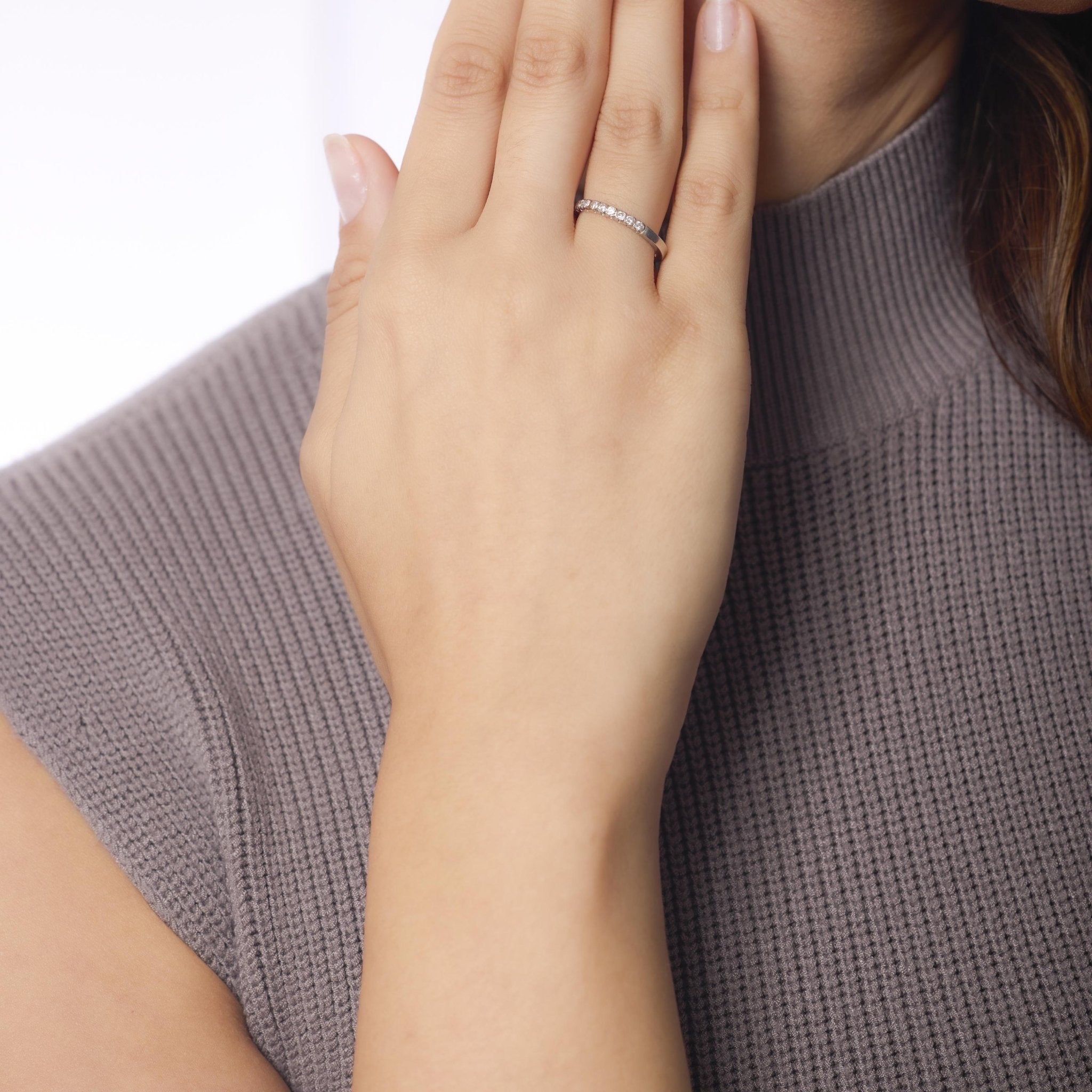 Mid Century diamond platinum wedding band