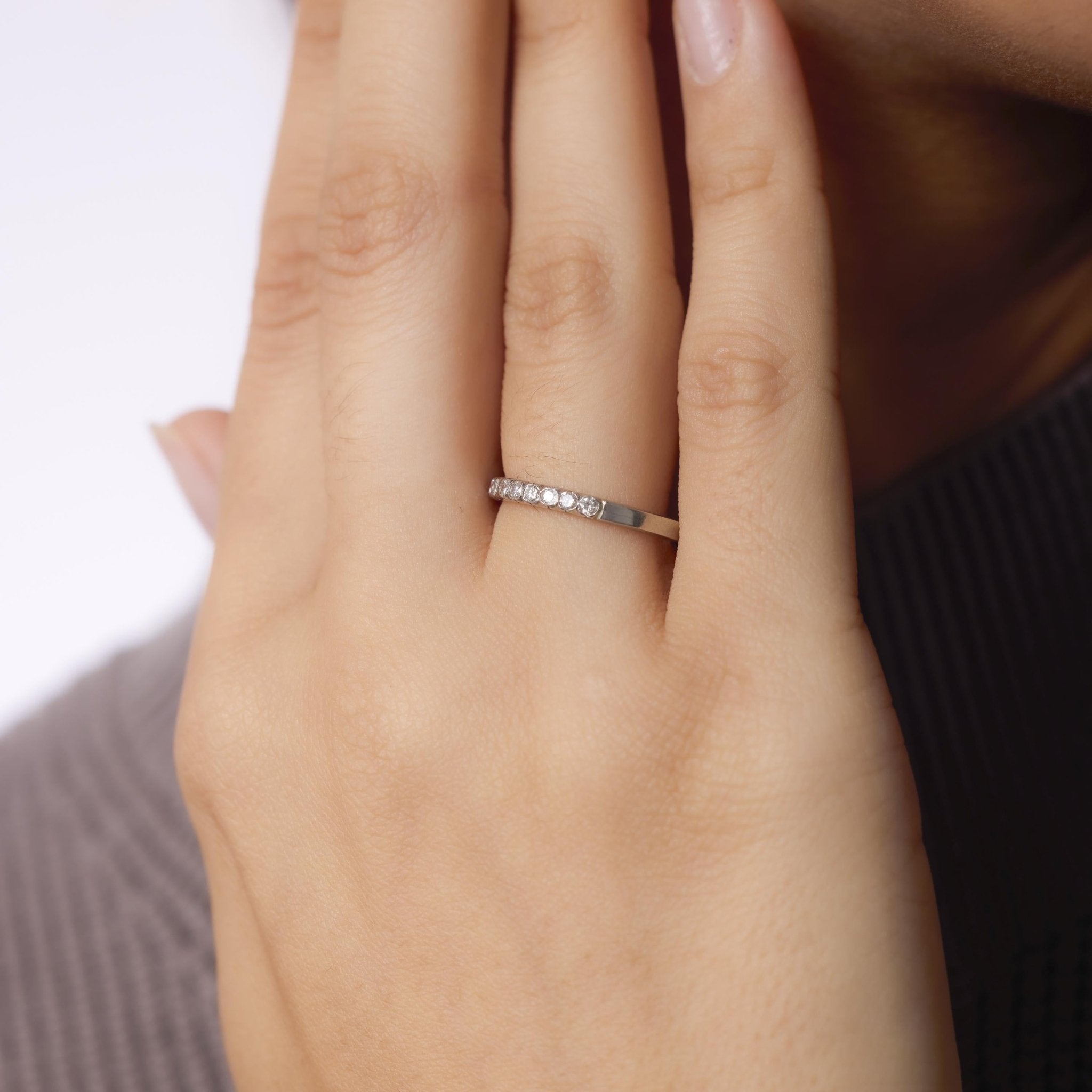 Mid Century diamond platinum wedding band