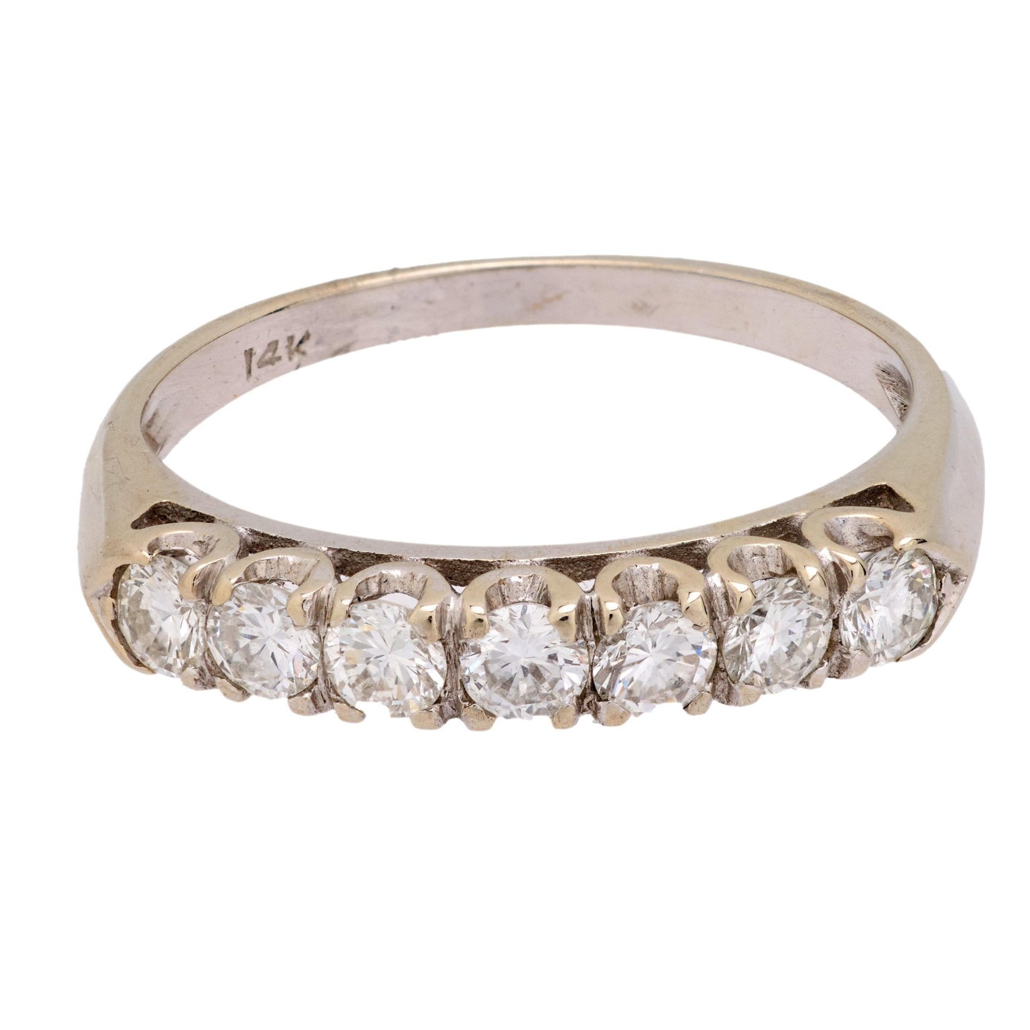 Edwardian diamond 18k yellow gold wedding band