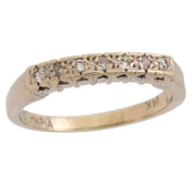 Retro diamond 14k white gold wedding band