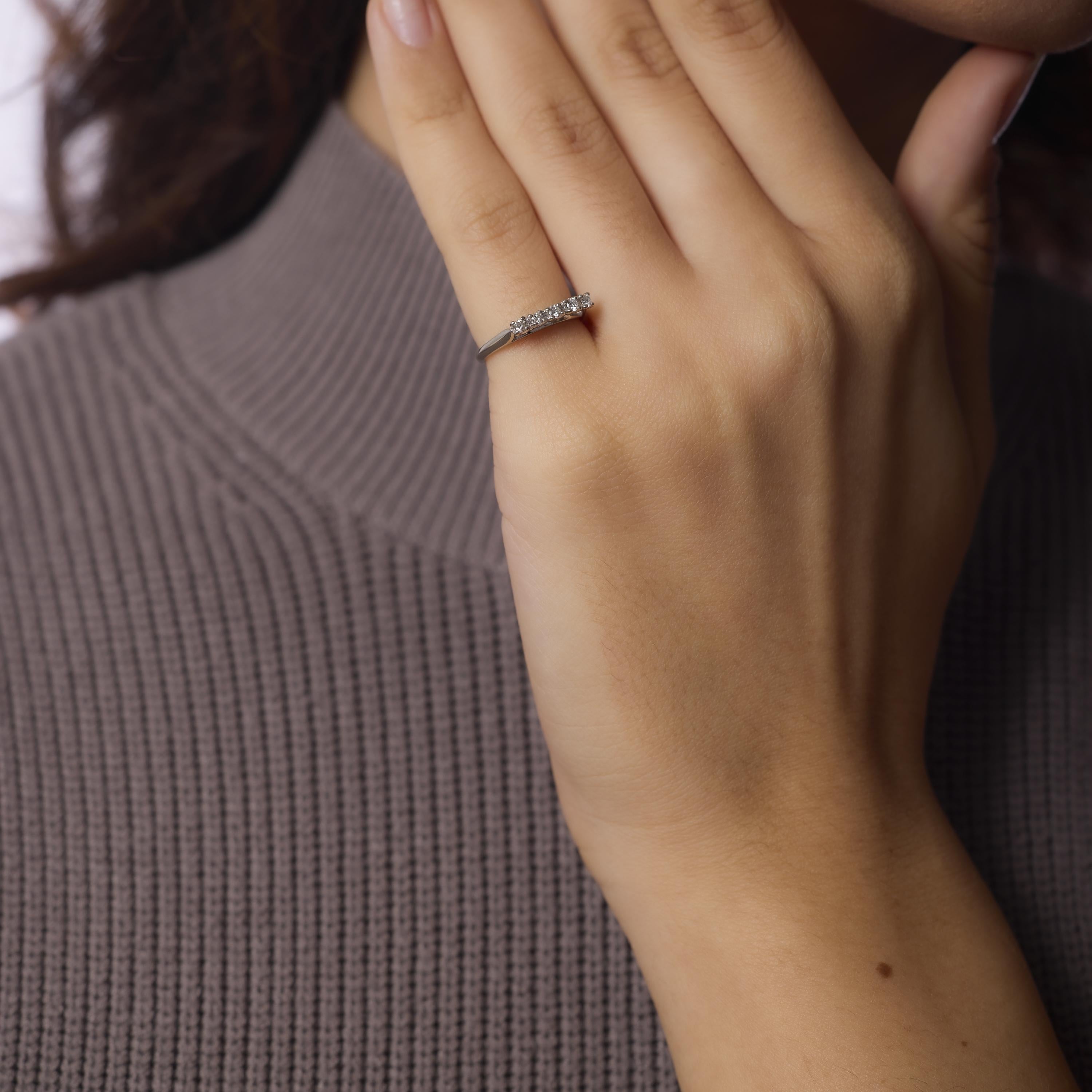 Mid Century diamond 18k white gold eternity ring