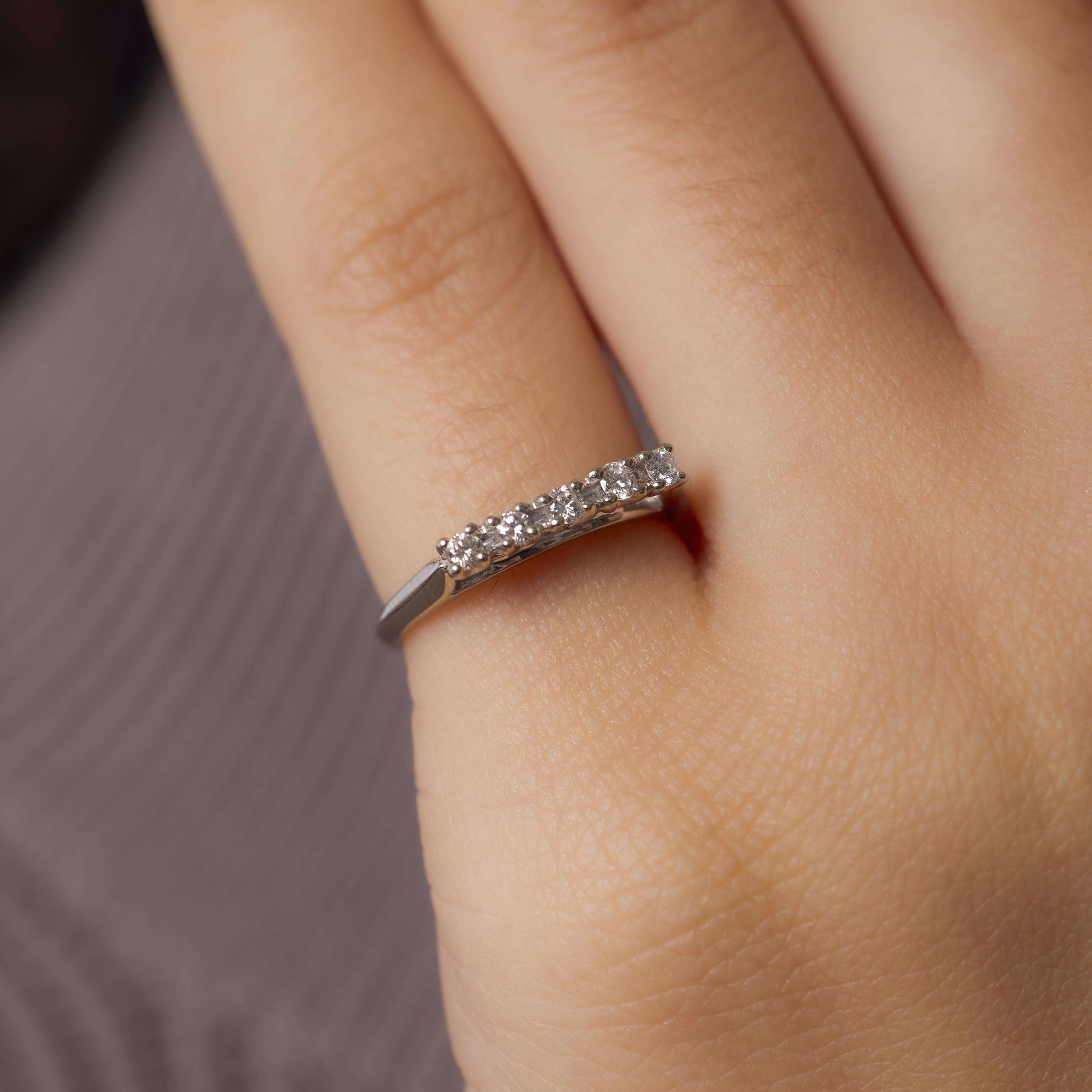 Mid Century diamond 18k white gold eternity ring