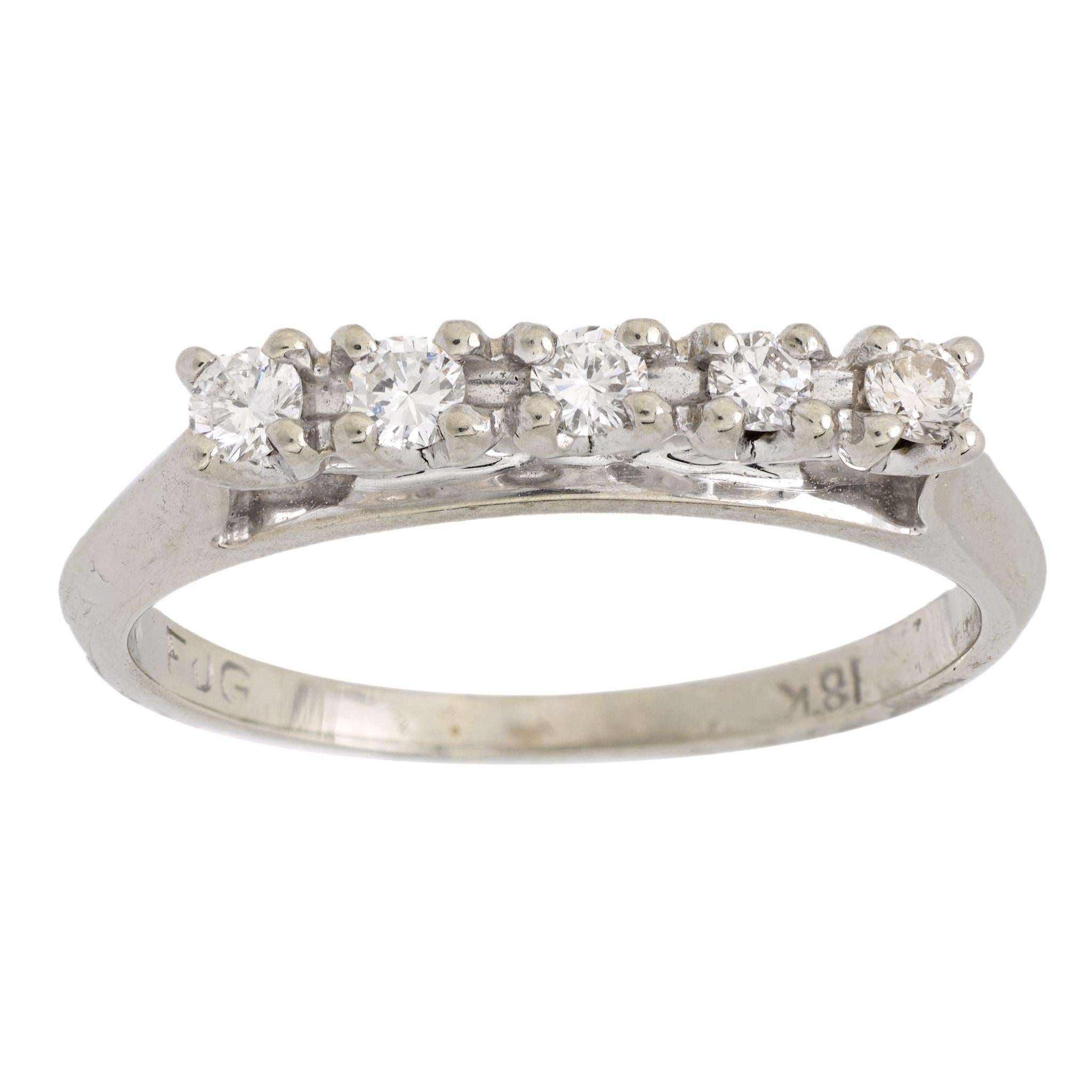 Mid Century diamond 18k white gold eternity ring