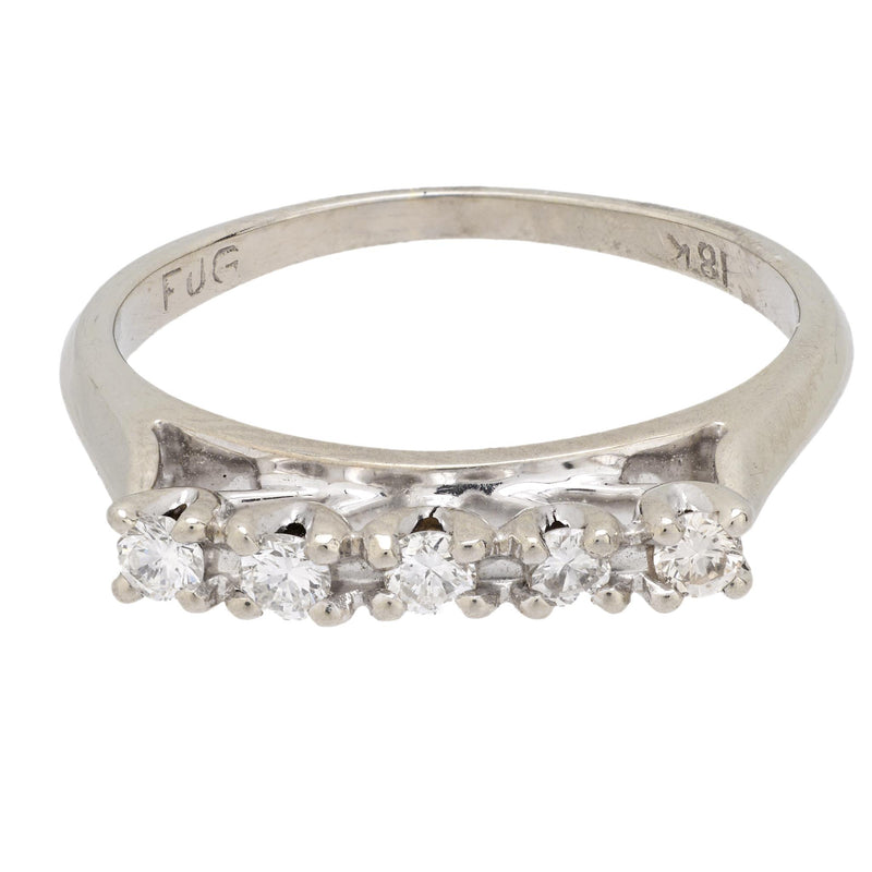 Mid Century diamond 18k white gold eternity ring