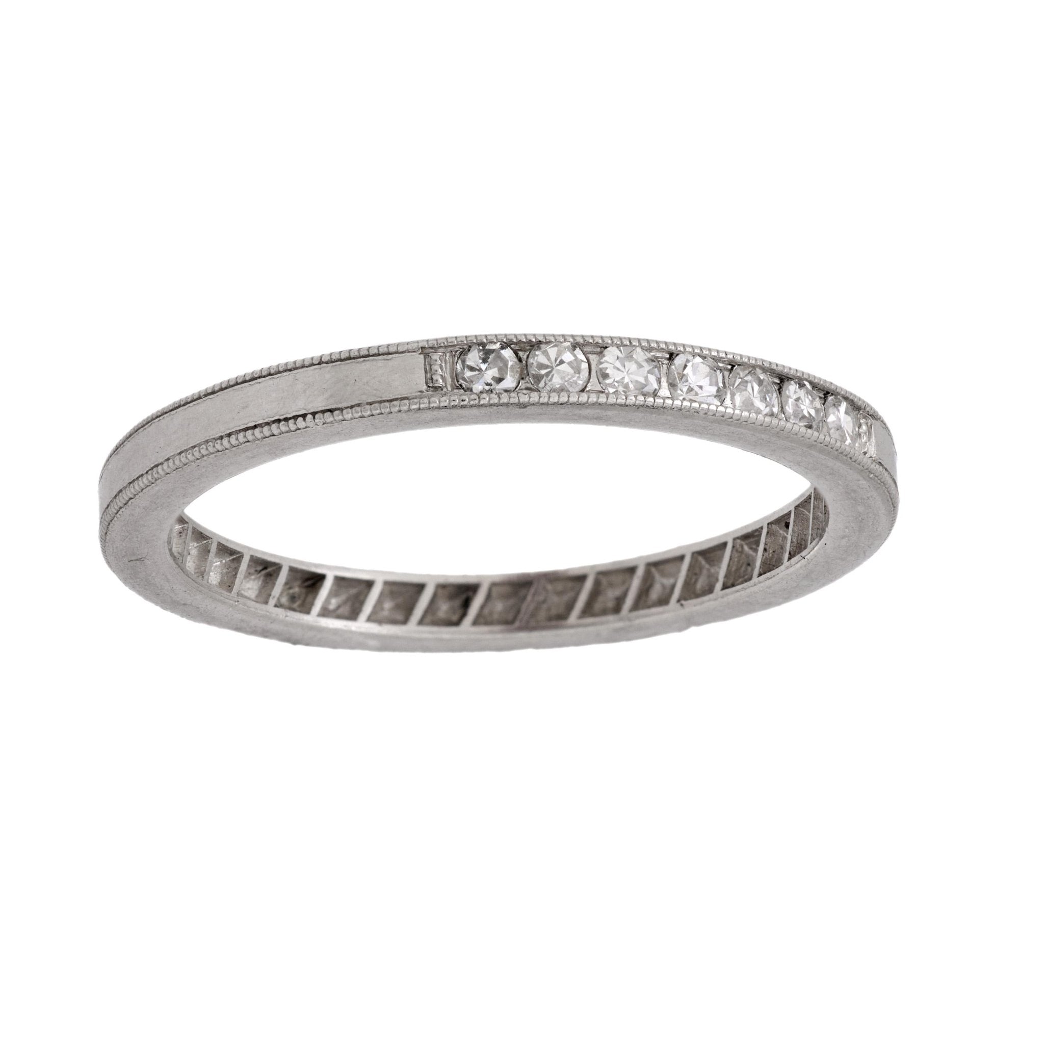 Art Deco diamond platinum wedding band