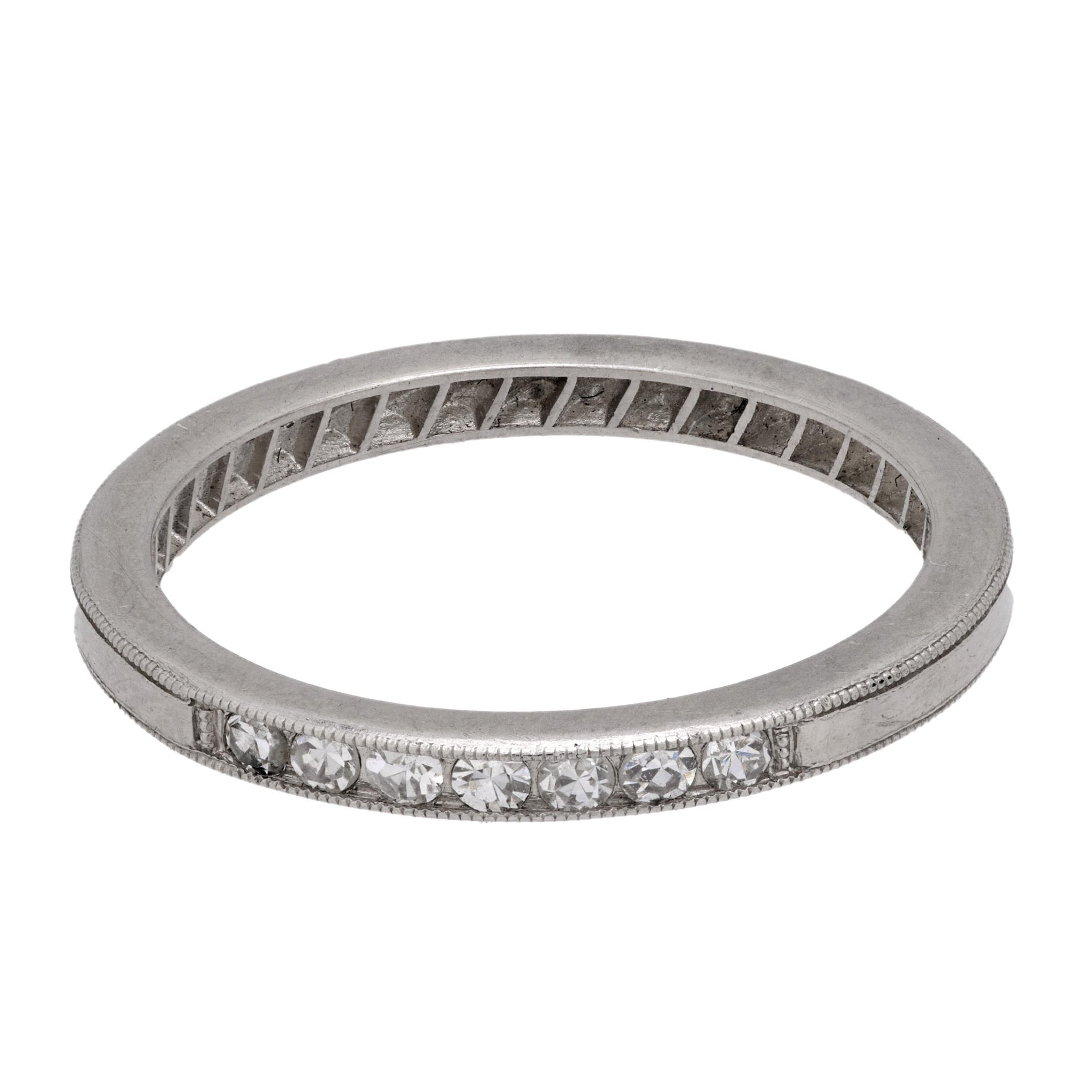 Art Deco diamond platinum wedding band