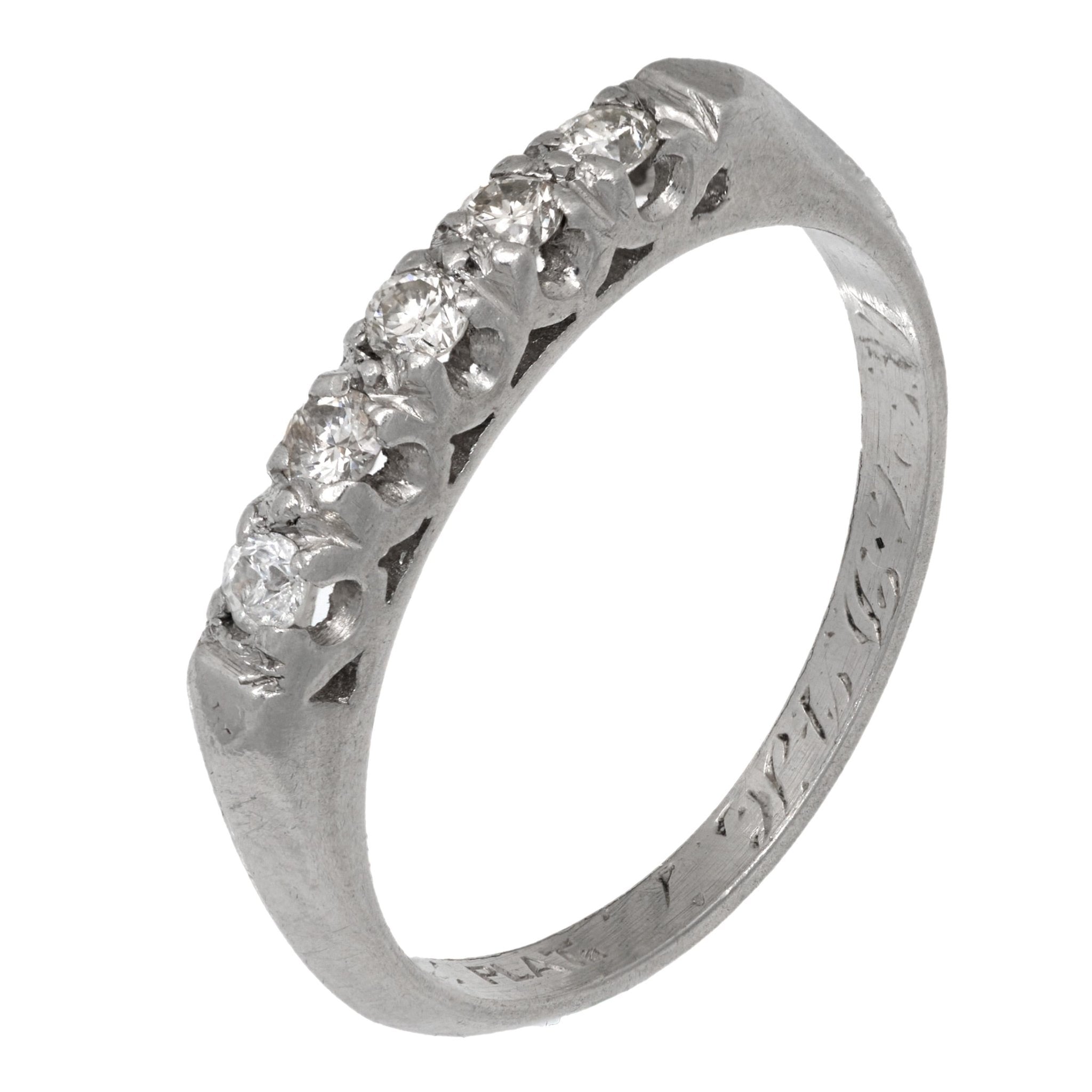 Art Deco diamond platinum wedding band