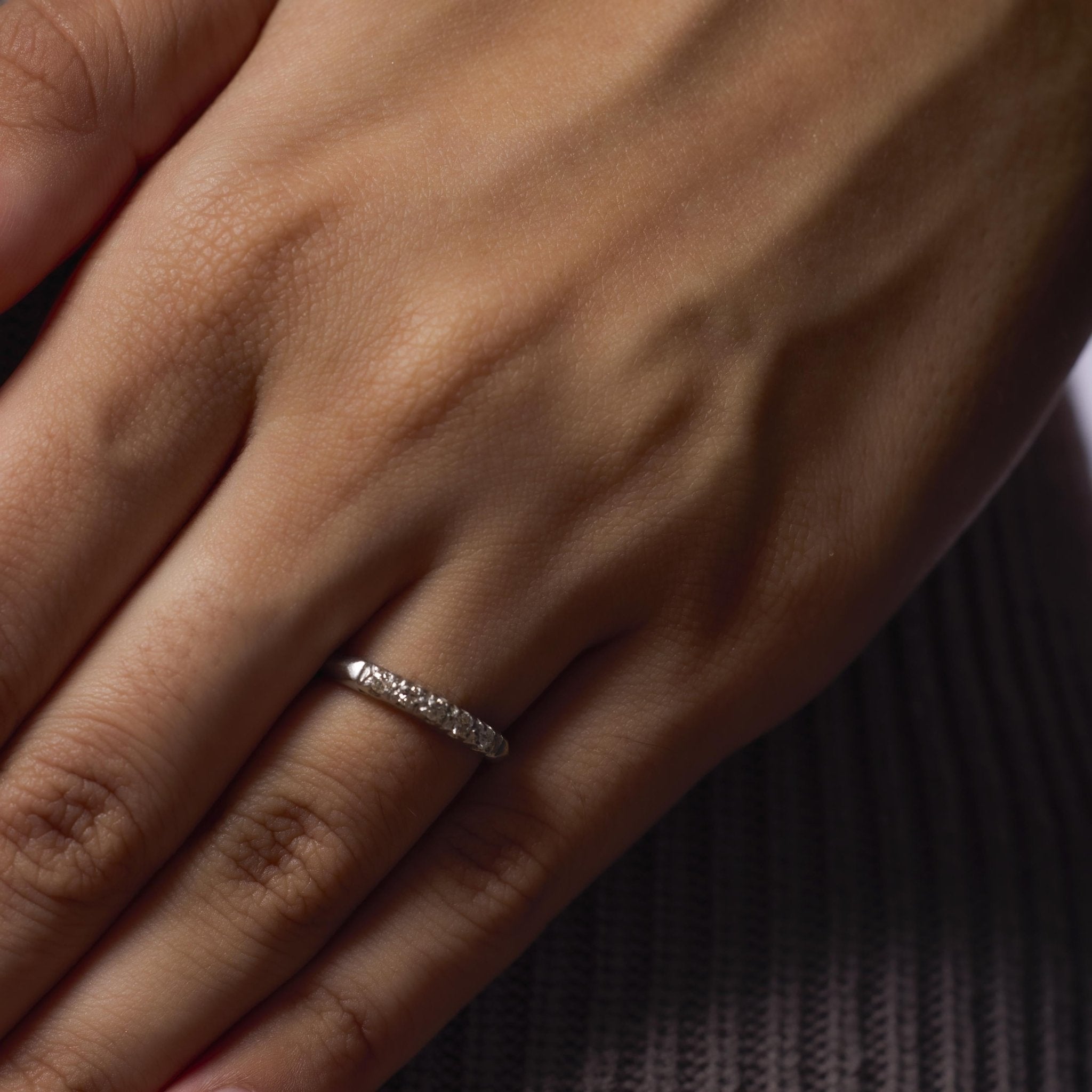 Art Deco diamond platinum wedding band