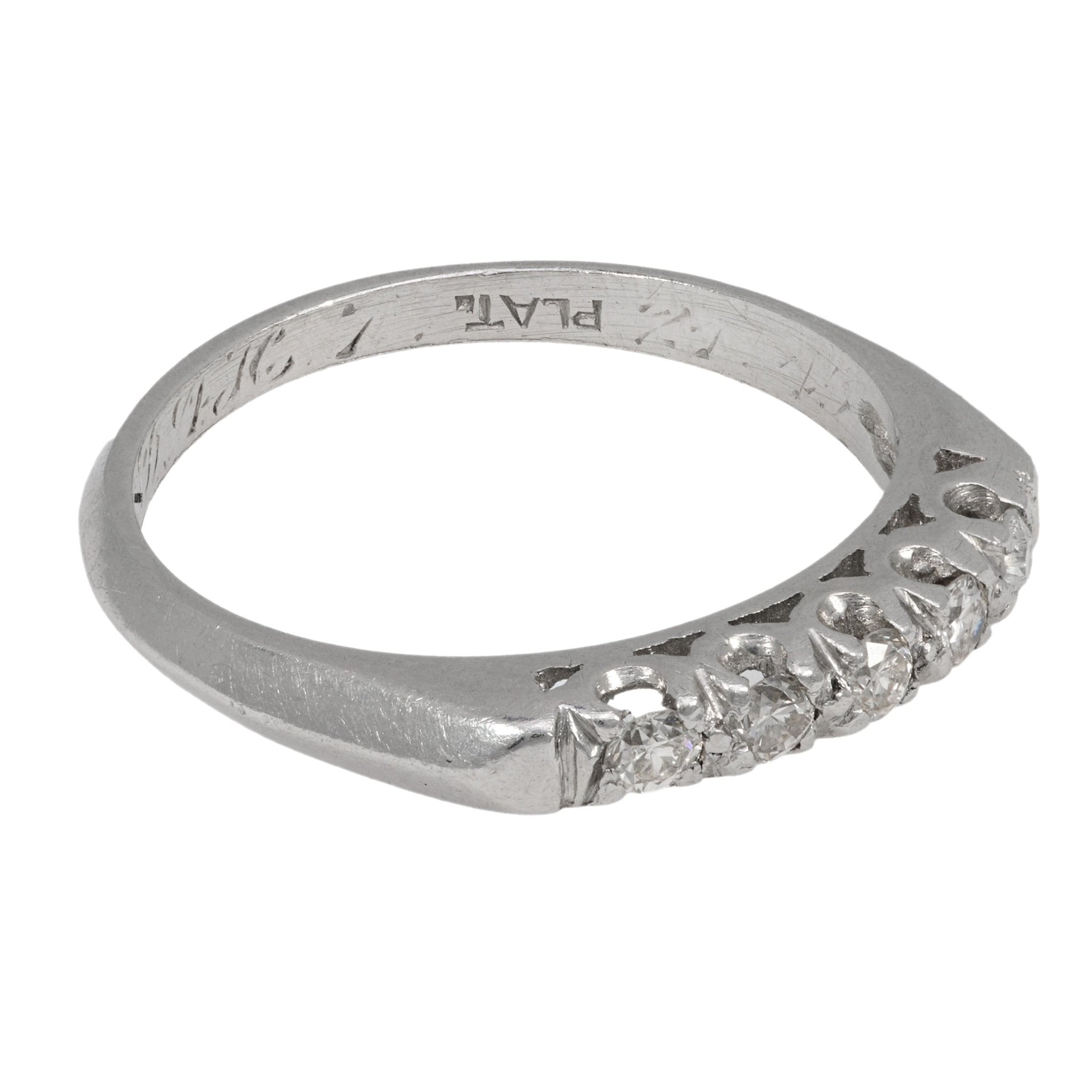 Art Deco diamond platinum wedding band