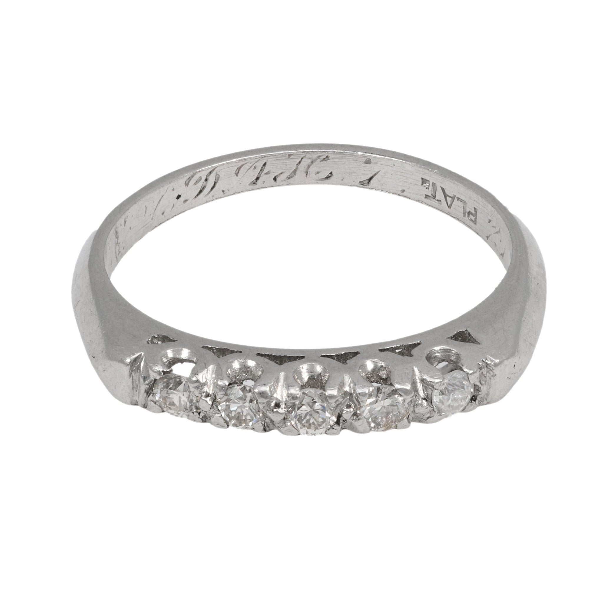 Art Deco diamond platinum wedding band