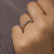 Mid Century diamond 14k white gold wedding band