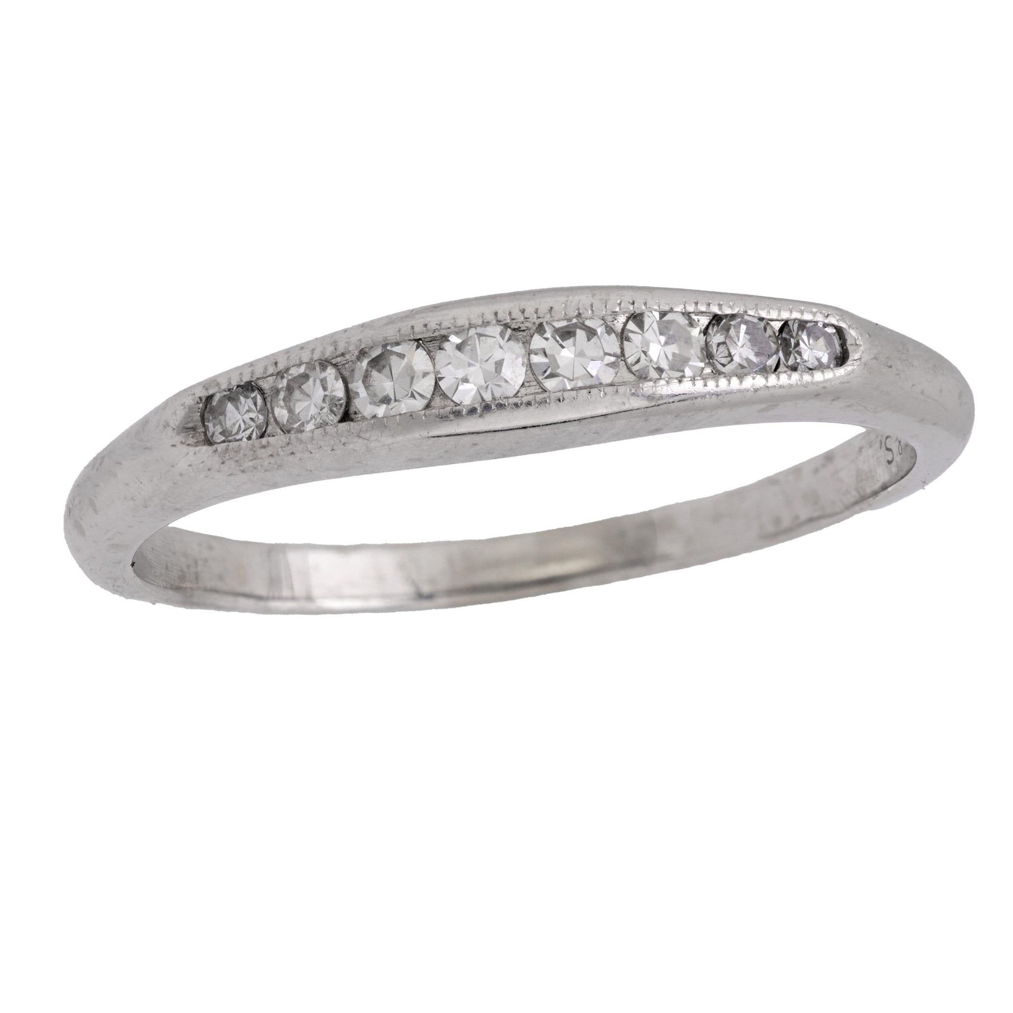 Retro diamond 18k white gold eternity ring