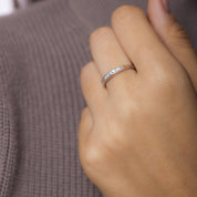 Retro diamond 18k white gold eternity ring