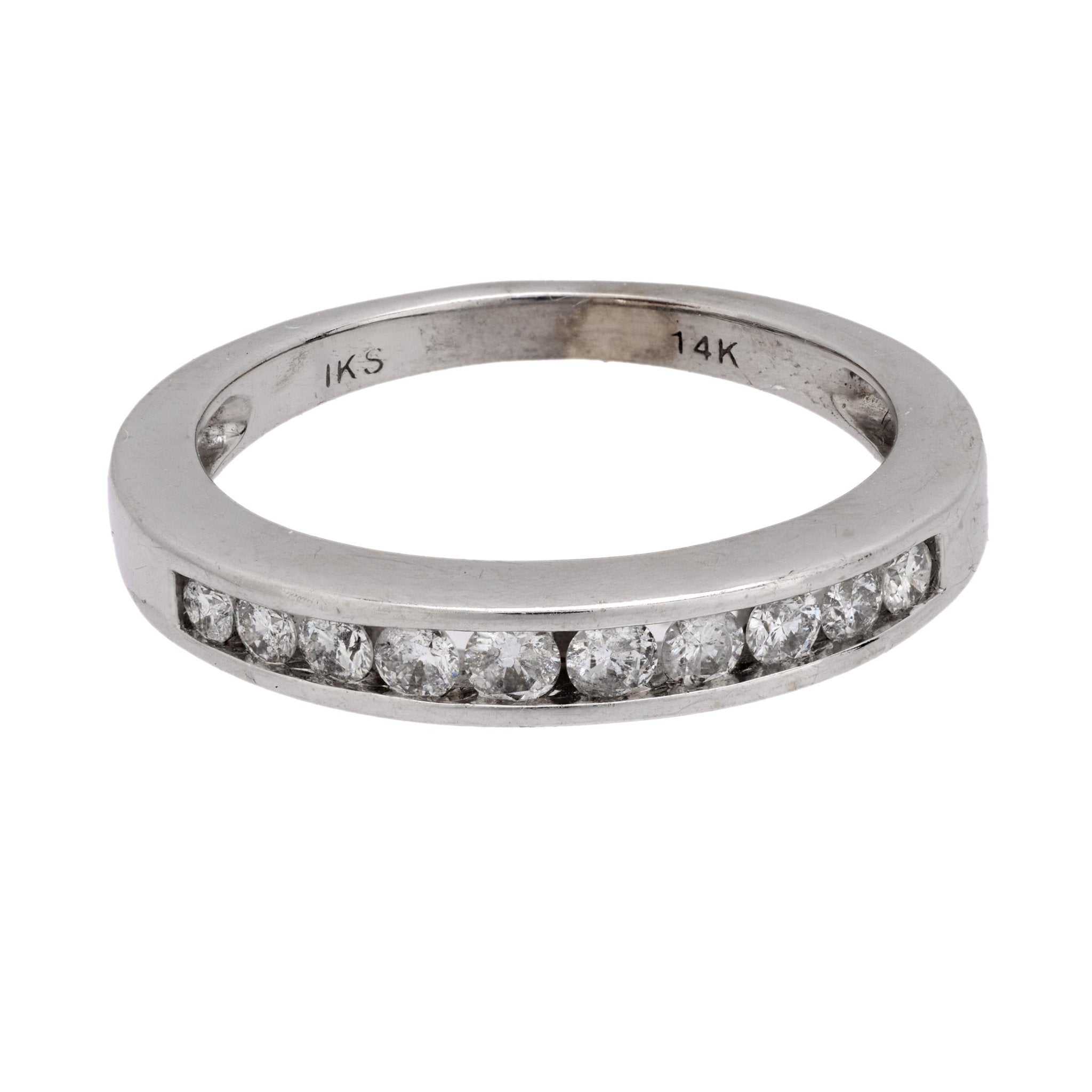 Vintage diamond 14k white gold band