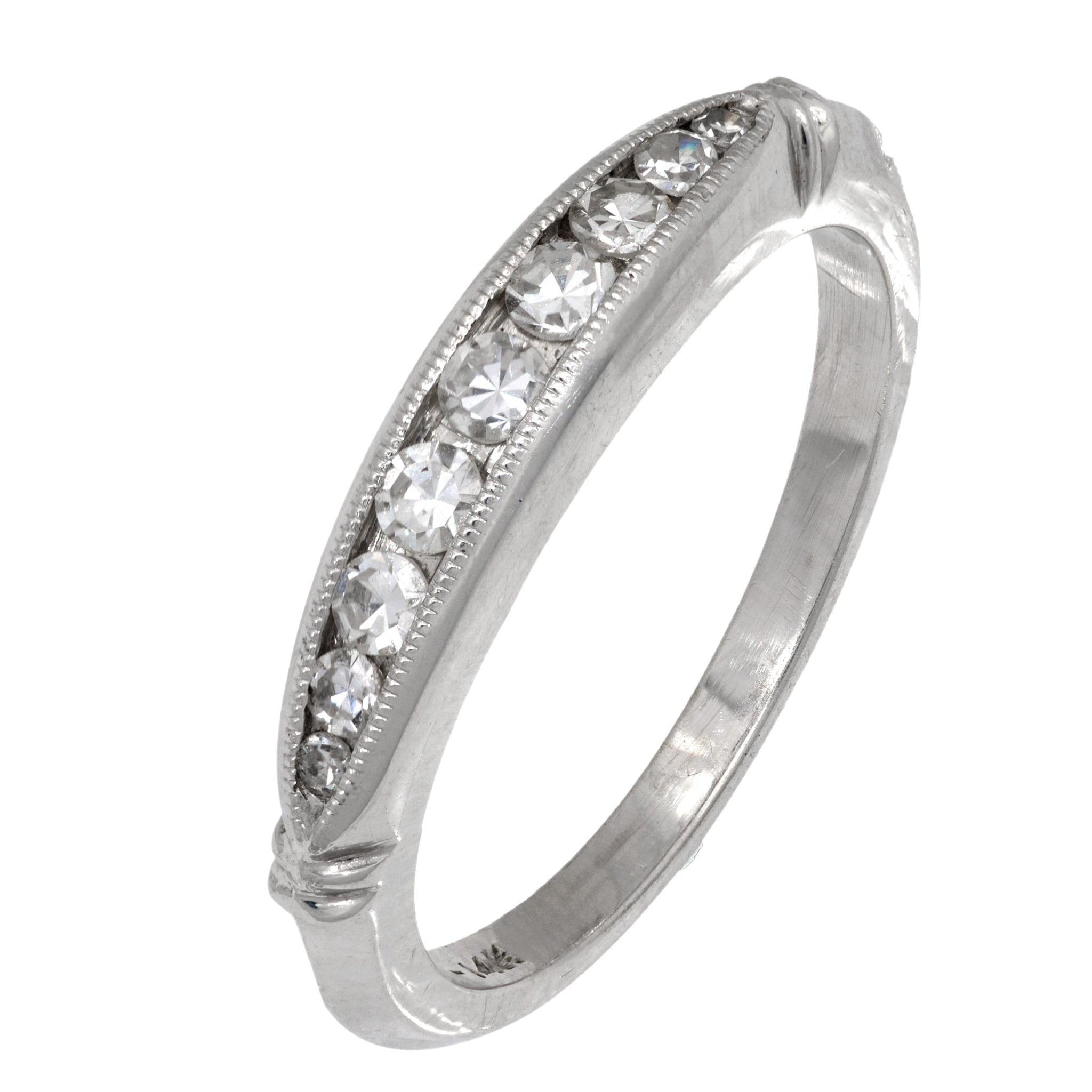 Art Deco diamond 14k white gold eternity band